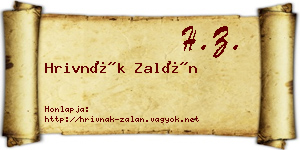 Hrivnák Zalán névjegykártya